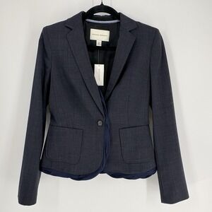 Banana Republic Wool Blend Blazer Women's 6 Dark BlueCareer Stretch Professional
